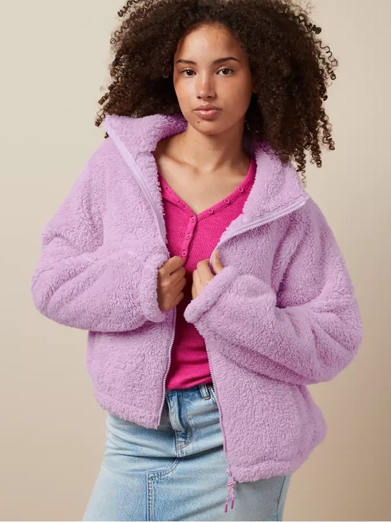 American Eagle Outfitters Tops - NWT AE Zip-Up Bear Hug Sherpa Sweatshirt